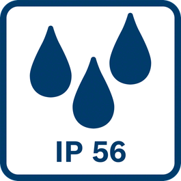 Geschützt gegen Staub und starkes Strahlwasser gemäß IP56 