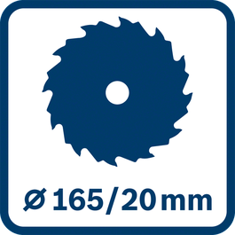 Savklinge og borehulsdiameter 165/20 mm 