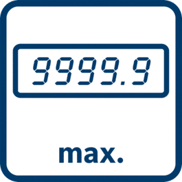 Max. mérhető érték 9999,99 m