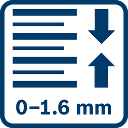 Ajuste preciso da profundidade 0 - 1,6 mm (GHO 18V-LI passos 0,25 mm; GHO 16-82 passos 0,1 mm)