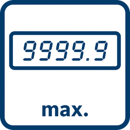 Max. hodnota merania 9999,99 m