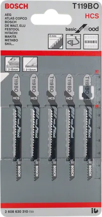 شفرات المنشار الكهربائي Bosch T119BO للخشب عبوة من 5 قطع.