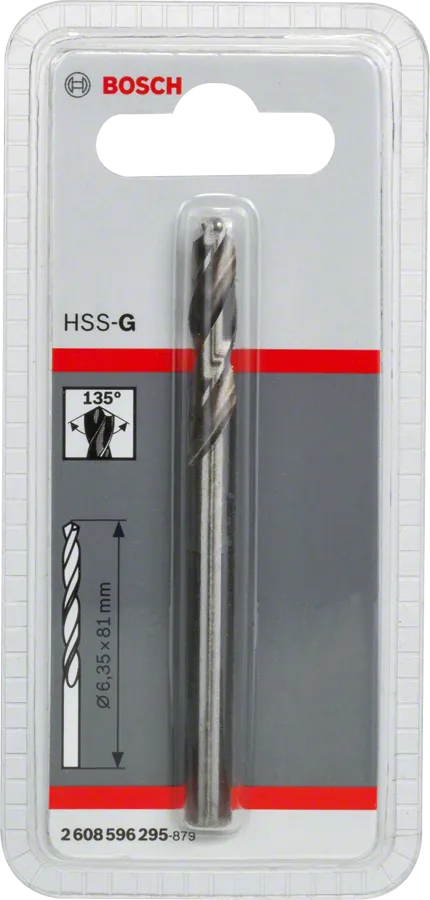مثقاب تجريبي من نوع Bosch HSS-G بقطر 6.35 مم لحفر المعادن.