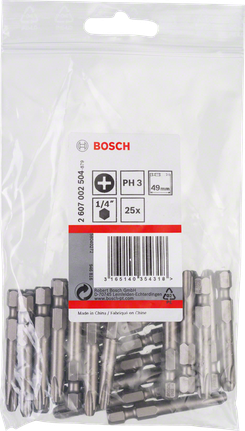 مجموعة رؤوس مفكات براغي Bosch PH3، 25 قطعة، طول 49 مم.