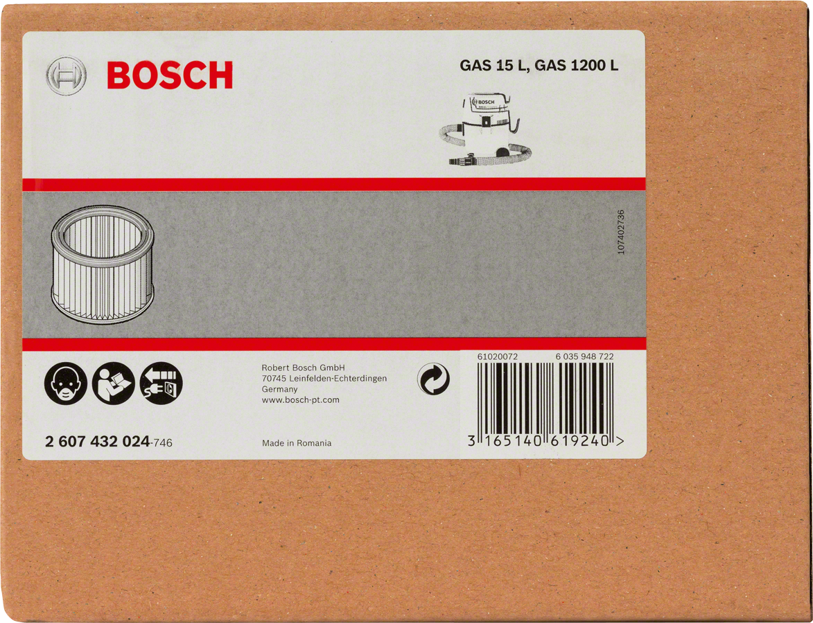 فلتر بوليستر منفاخ Bosch للمكنسة الكهربائية التي تعمل بالغاز سعة 15 لترًا.