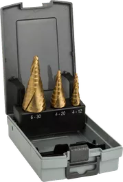 مجموعة مثقاب خطوة HSS-TiN من Bosch مكونة من 3 قطع في العلبة.