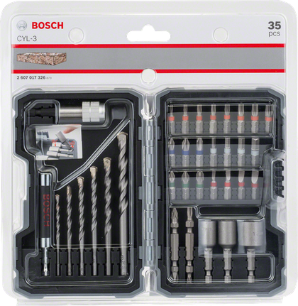 طقم مثقاب ومفك براغي CYL-3 من Bosch ، مكون من 35 قطعة.
