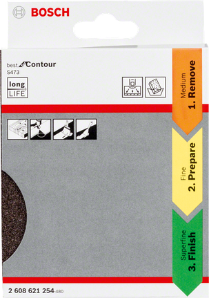 أوراق الصنفرة Bosch Contour S473 للإزالة والتحضير والتشطيب.