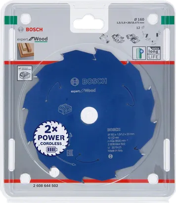 شفرة منشار Bosch Expert for Wood مقاس 160×1.5/1×20 T12.