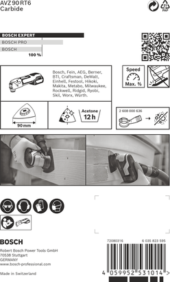 صفيحة صنفرة متعددة الاستخدامات Bosch EXPERT AVZ 90 RT6 مقاس 90 مم.