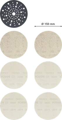 مجموعة أقراص الصنفرة Bosch EXPERT M480 المكونة من 7 قطع وقطر 150 مم.