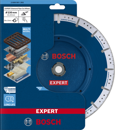عجلة قطع الأنابيب الماسية من Bosch EXPERT مقاس 230 مم.