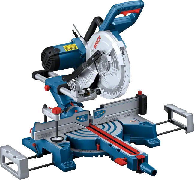 منشار ميتري Bosch GCM 254 D مع دليل زاوية قابل للتعديل.