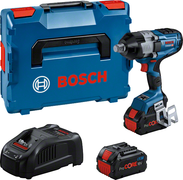 مجموعة مفاتيح التأثير Bosch GDS 18V-1600 مع البطارية والشاحن.