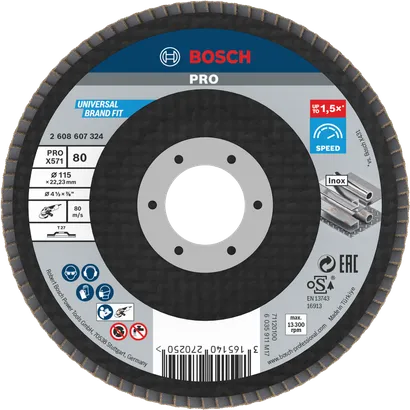 قرص الصنفرة Bosch PRO X571 مقاس 115 مم G80 لطحن المعادن.