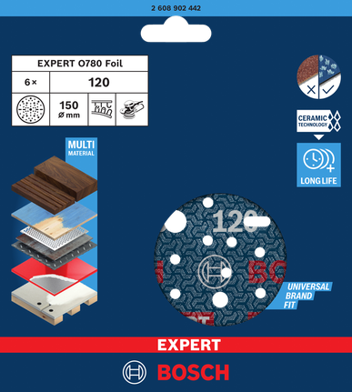 قرص صنفرة Bosch 150 مم 120 حبيبة.