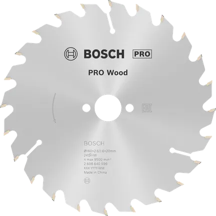 شفرة المنشار الدائري Bosch PRO Wood، 160 مم T24.
