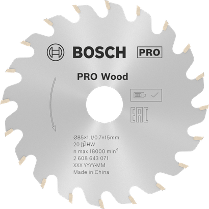 شفرة المنشار الدائرية Bosch PRO Wood مقاس 85 مم 20T للخشب.