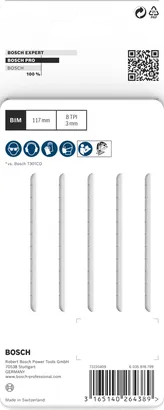 شفرات بانوراما Bosch PRO لتنظيف الخشب الصلب T301CDF مقاس 117 مم، 5 قطع.