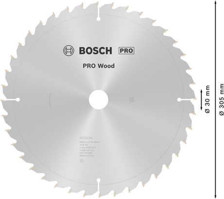شفرة المنشار الدائرية Bosch PRO Wood مقاس 305 مم T40.