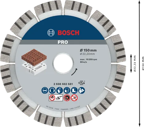 قرص الماس الكاشط Bosch PRO مقاس 150 مم لقطع البناء.