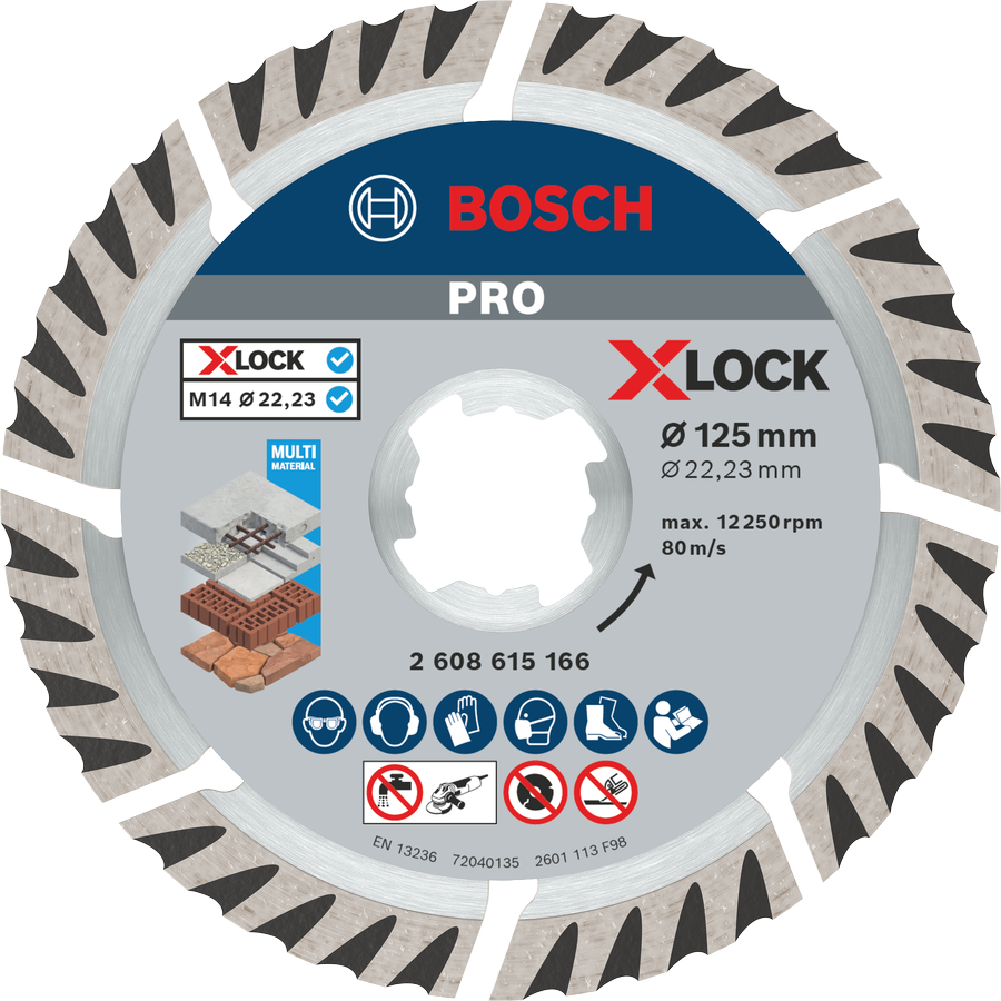 قرص الماس متعدد المواد من Bosch PRO X-Lock مقاس 125 مم.
