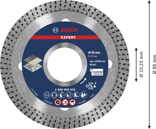قرص القطع الماسي Bosch EXPERT HardCeramic مقاس 85 مم.