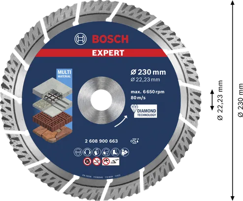 قرص القطع الماسي Bosch EXPERT MultiMaterial مقاس 230 مم.