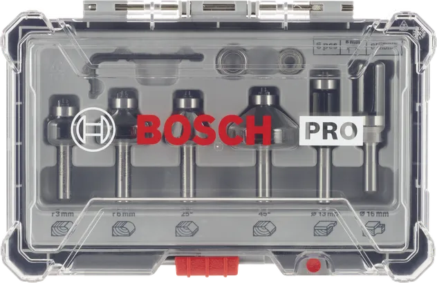 مجموعة رؤوس التوجيه Bosch PRO لتقليم الحواف وقصها بقطر 8 مم، 6 قطع.