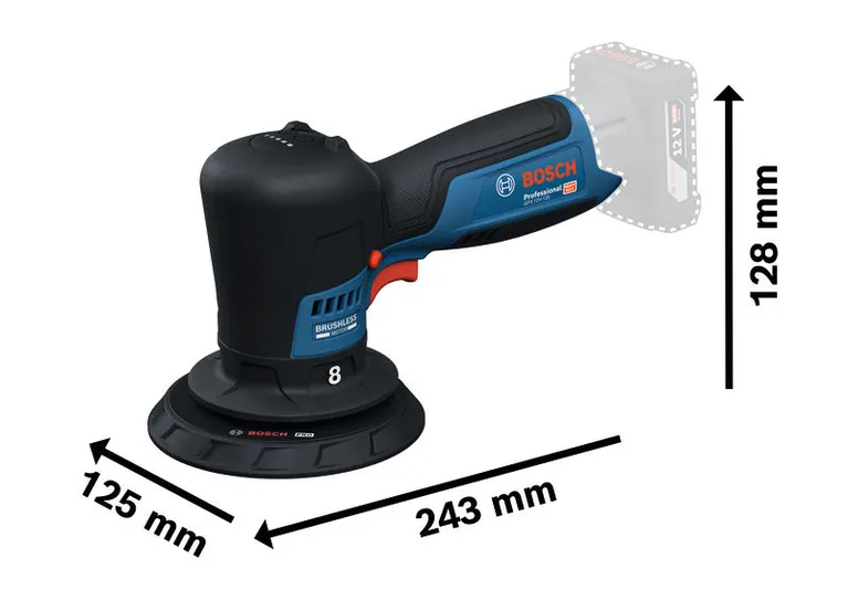 آلة تلميع Bosch GPX 12V-125 بمحرك بدون فرشاة.