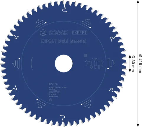 شفرة المنشار الدائرية متعددة المواد من Bosch EXPERT مقاس 216 ملم.