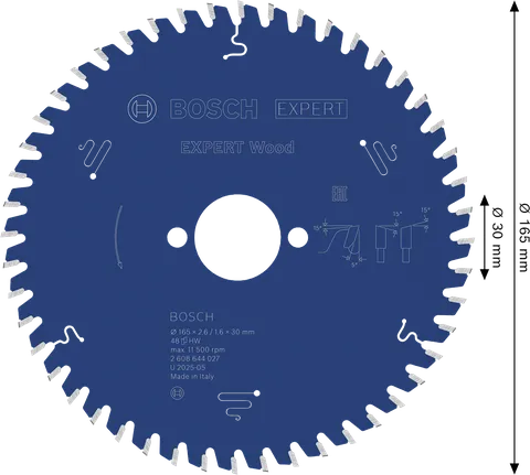شفرة المنشار الدائري للخشب Bosch EXPERT مقاس 165 مم 48 سنًا.
