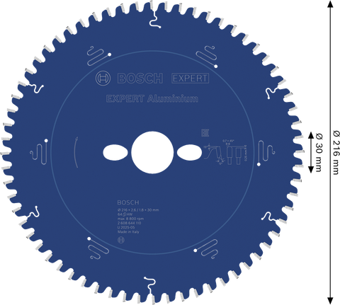 شفرة المنشار الدائرية المصنوعة من الألومنيوم من Bosch EXPERT مقاس 216 مم T64.