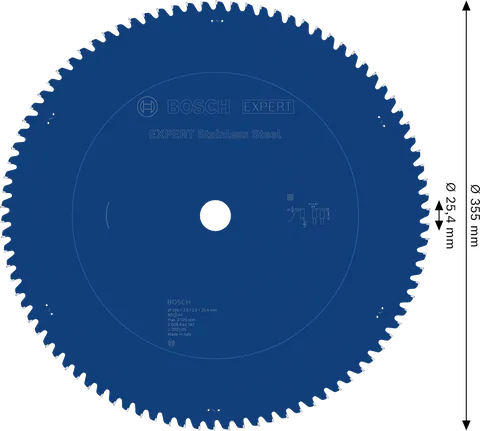 شفرة المنشار الدائرية Bosch EXPERT المصنوعة من الفولاذ المقاوم للصدأ مقاس 355 ملم.