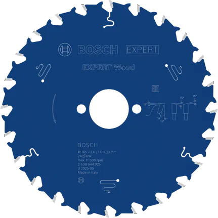 شفرة المنشار الدائرية للخشب Bosch EXPERT، 165 مم 24T.