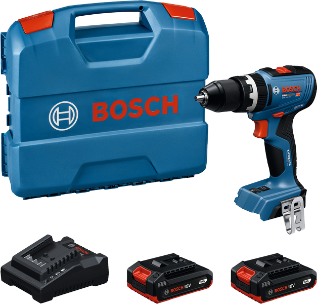 مجموعة مثقاب لاسلكي Bosch GSB 18V-65 مع بطاريات.