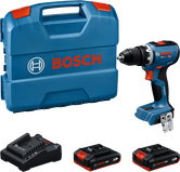 مجموعة مثقاب لاسلكي Bosch GSR 18V-65 مع بطاريات وحقيبة.