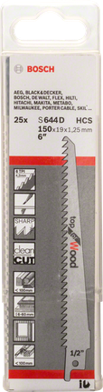 Bosch S644D HCS jigsaw blades for fast wood cutting.