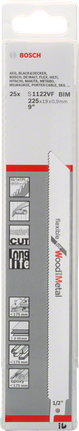 Bosch S 1122 VF BIM reciprocating saw blade for wood and metal.