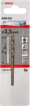 Bosch 3.5mm HSS-Co metal drill bit.