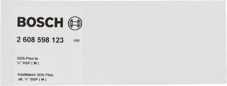 Bosch SDS-plus to 1/2″ BSP adapter packaging.