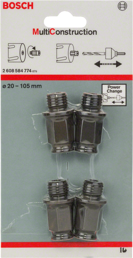 Bosch 4-piece extension adapter set for hole saws.