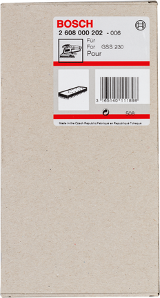 Bosch GSS 230 sanding pad packaging.
