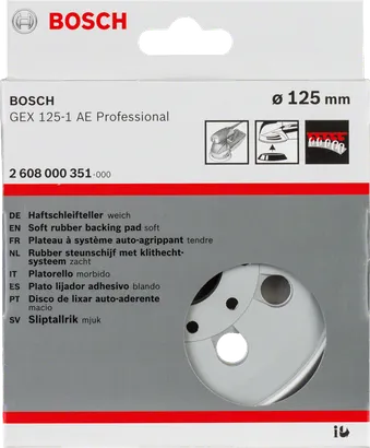 Bosch 125 mm soft rubber backing pad.