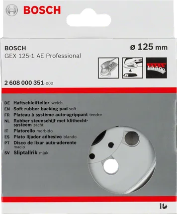 Bosch 125 mm soft rubber backing pad.