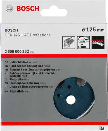 Bosch 125 mm hard rubber backing pad.