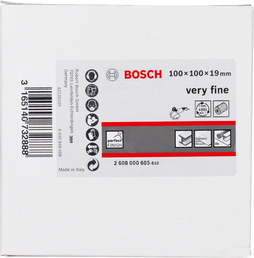 Bosch flap sanding wheel very fine grit 100x100x19mm.