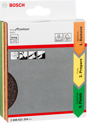 Bosch 3-piece contour sanding pad set.