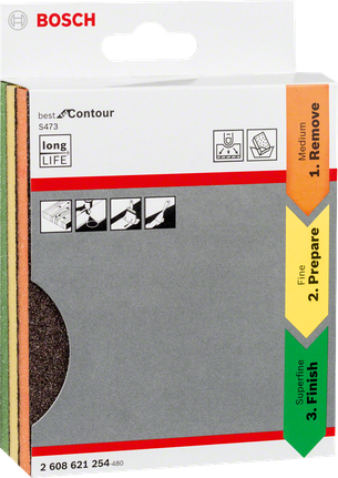 Bosch 3-piece contour sanding pad set.