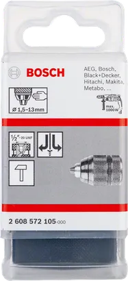 Bosch keyless drill chuck 1.5–13 mm for multiple brands.